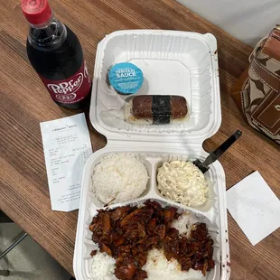 a meal in a styrofoam container