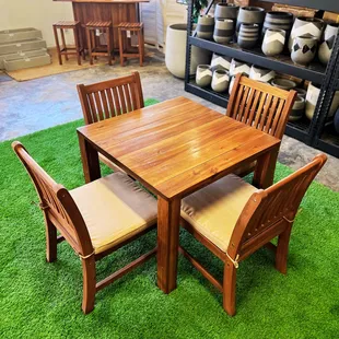 Kula Wood Dining Table Set w/ Kahala Chairs