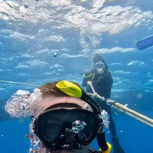 safe slow descent with a guide rope.