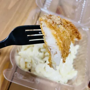 Fried fish filet &amp; mac salad.