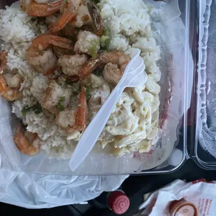 Garlic shrimp . Very tasty . 10/10 .  Price $15.45 after tax .