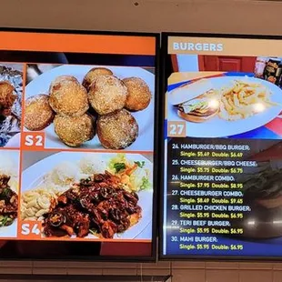 a menu on the wall