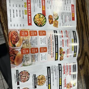a menu for a restaurant
