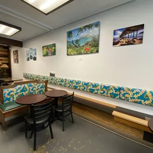 tables and chairs in a restaurant