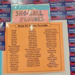 Sno-ball flavors - so many !