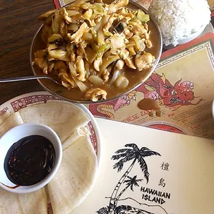 Mooshu Chicken double damn Chicken Hot Fresh squeezed pepper sauce Love