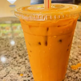 Thai tea with boba