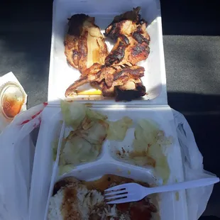 All that chicken in photo is inedible, dry, overcooked and Stringy. Do not  waste your money go to Ono.