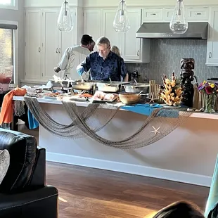 Dinner getting set up