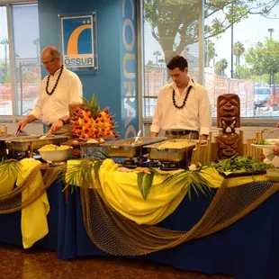 Hawaiian Lua OC setting up a beautiful spread for our Family Luau.