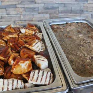 Grilled, Tender, Boneless Breast of Chicken with Teriyaki Sauce and Kalua Pork