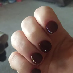 Dipping powder color with tips. Michelle did a great job and even fixed my typical gnarly cuticles!