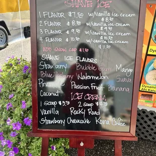 Shave Ice Menu