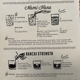 Here's the recipe to best enjoy your Nami Hana or Banzai!