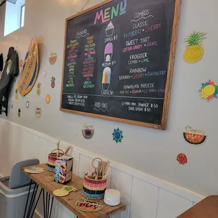 a menu on a chalkboard in a restaurant