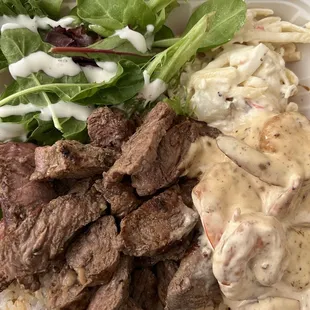 Steak and shrimp scampi