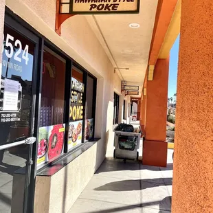 the entrance to a restaurant