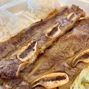 BBQ Short Ribs with rice and mac salad