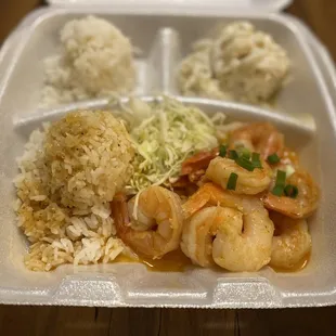Hawaiian Garlic Shrimp Plate