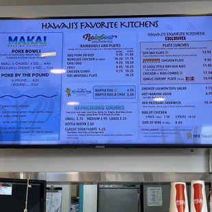 a menu on the wall