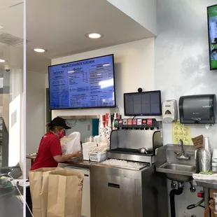 a woman preparing food