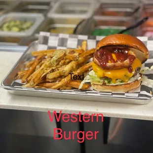 a burger and fries