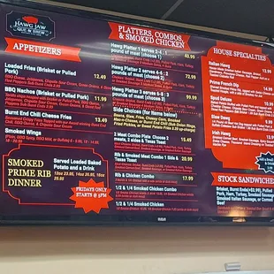 Part of the menu board