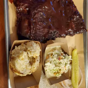 St. Louis Ribs, Hashbrown Casserole, slaw