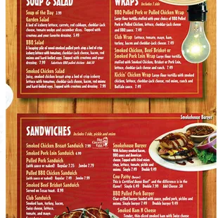 Menu- wraps, sandwiches, soup &amp; salads