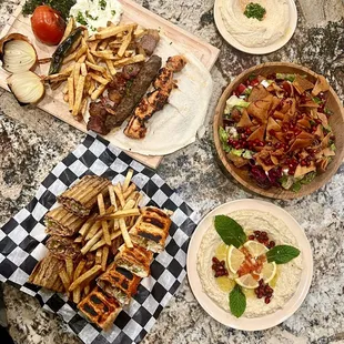 a variety of food on a table