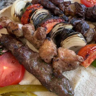 Grilled assorted meat kabobs