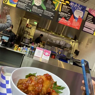 chicken wings and fried chicken, interior