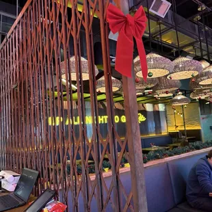 Inside - you can pick up your takeout near the back