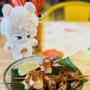 Shrimp skewers! Remember to get the lime juice on your shrimp it was so yummy