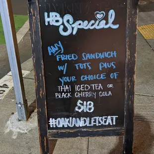 a sign for a bb special