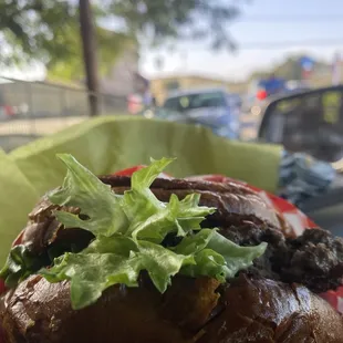 Hawkins bacon burger and chili cheese fries w a Strawberry Lemonade ;)