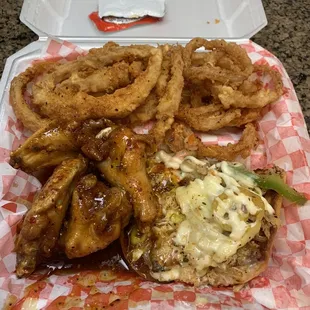 Tonight&apos;s supper is Asian Zing wings, half a Philly Cheesesteak, and their incredible onion rings. Let&apos;s eat!