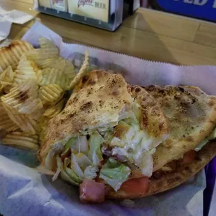 Sandwich made on pizza crust