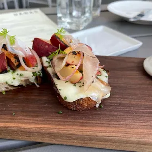 Beef fat bruschetta