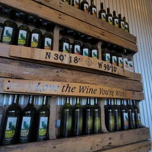 a display of bottles of wine