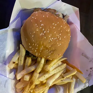 Burger and fries