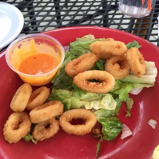 Calamari appetizer. Side sauce is very tasty. Not too much breading, nice dish.