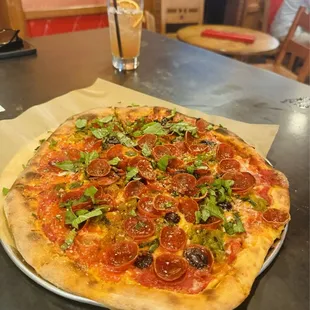 Pepperoni basil and black olives