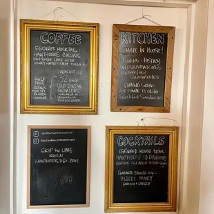 menus on the wall