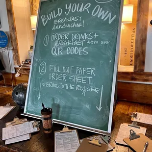 a chalkboard with instructions