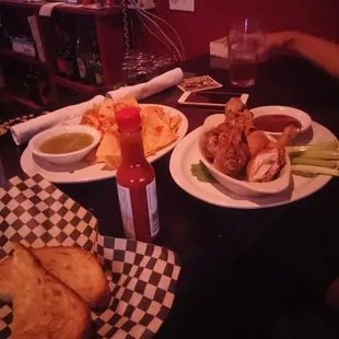 Happy hour chicken, grilled cheese, and chips