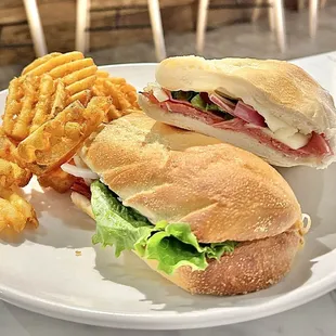 The Godfather - salami, prosciutto, pepperoni and provolone cheese along with lettuce and tomato. The roll is excellent!