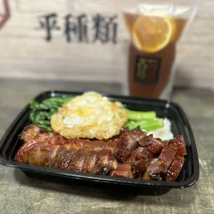 D4. Roasted Pork on rice and a Ice Lemon Honey