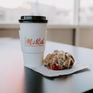 Blueberry scone and coffee