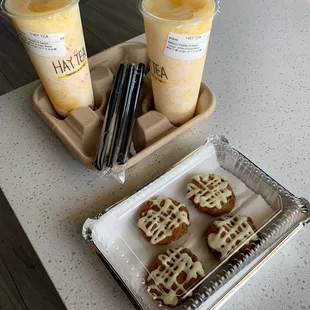 Mango Sago no Crystal Boba and fried eggplant with mustard